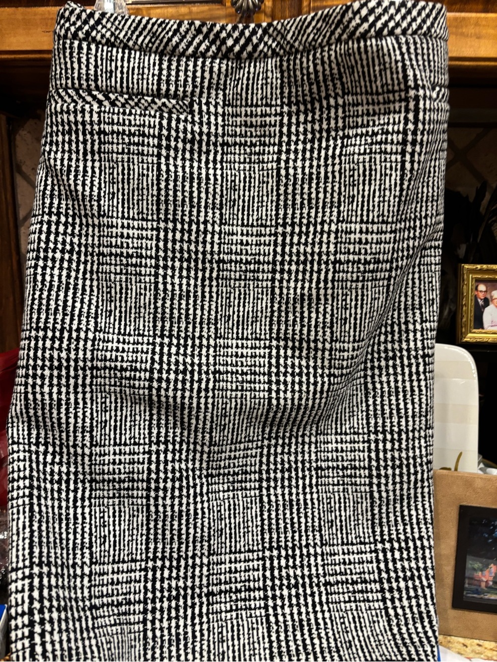 Talbots Black and White Plaid Pencil Skirt